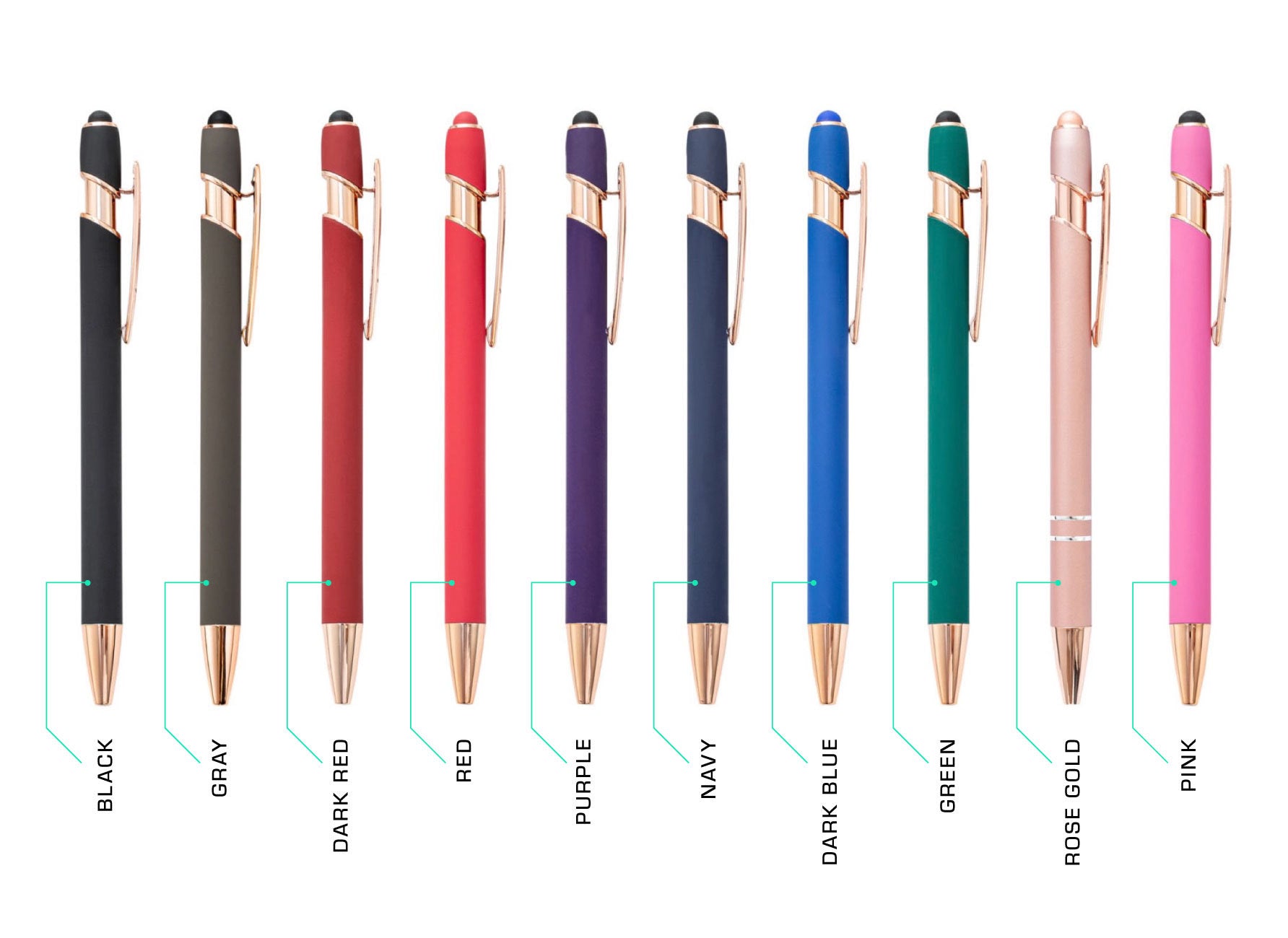 50 count - Soft touch metal pens