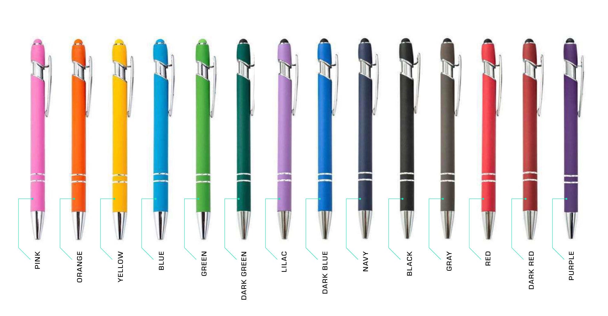 50 count - Soft touch metal pens